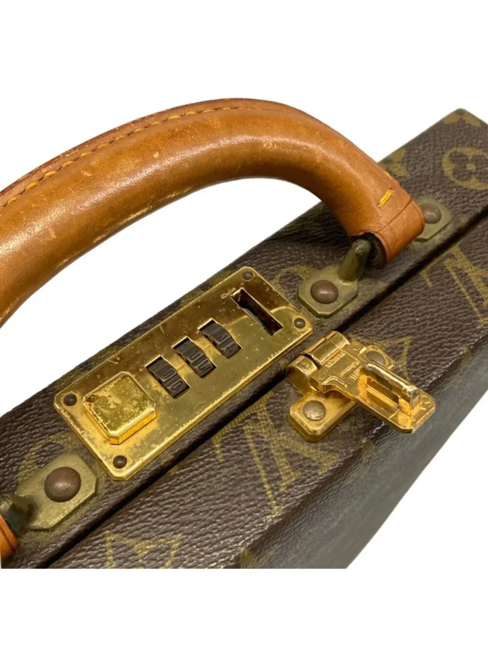 Louis Vuitton Attache Case Monogram Vertical Lock Number Handbag